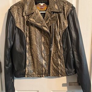 Harley-Davidson Black and Brown Snake Leather Jacket